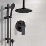 Remer SFR94 Matte Black Ceiling Rain Shower System with Handheld, Rainfall Shower Head, Shower Faucet Set